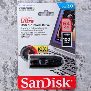 SanDisk Ultra 64GB USB 3.0 Flash Drive 100MB/s SDCZ48-064G-A46 Black New